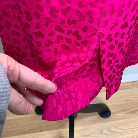 WIM HEMMINK Vintage Pure Silk Hot Pink Button Back Gathered Waist Dress - Picture 9 of 16